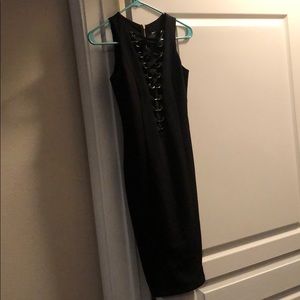 Black tie front sexy cocktail dress